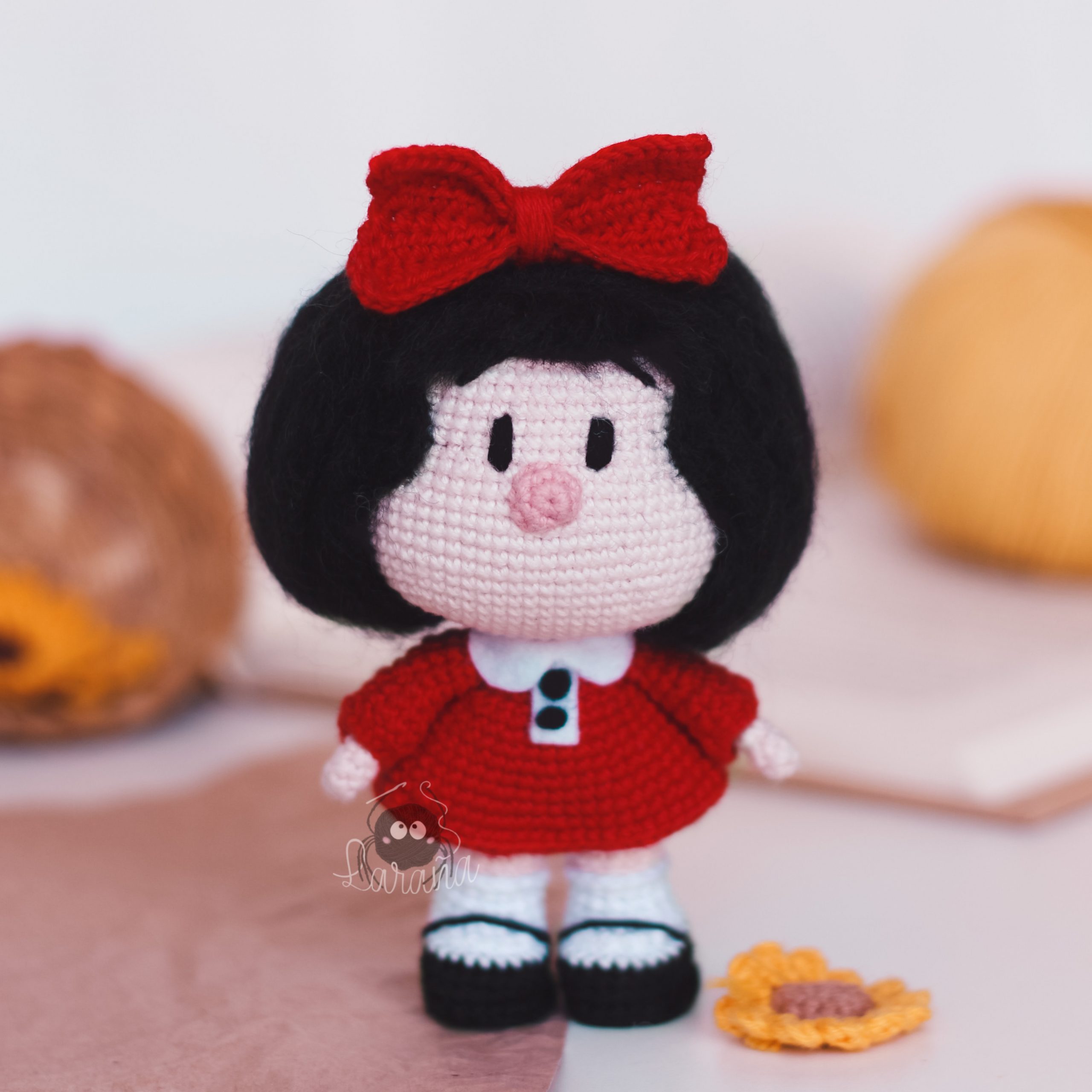 Mafalda - amigurumi Mafalda tejido con hilo de algodón relleno con